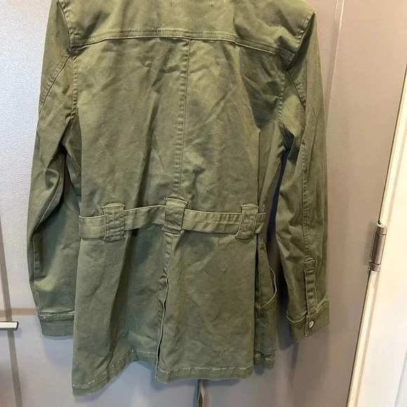 AMERICAN ORIGINAL REWASH MILITARY STYLE OLIVE GREEN UTILITY JACKET WITH BELT MED - Picture 2 of 6